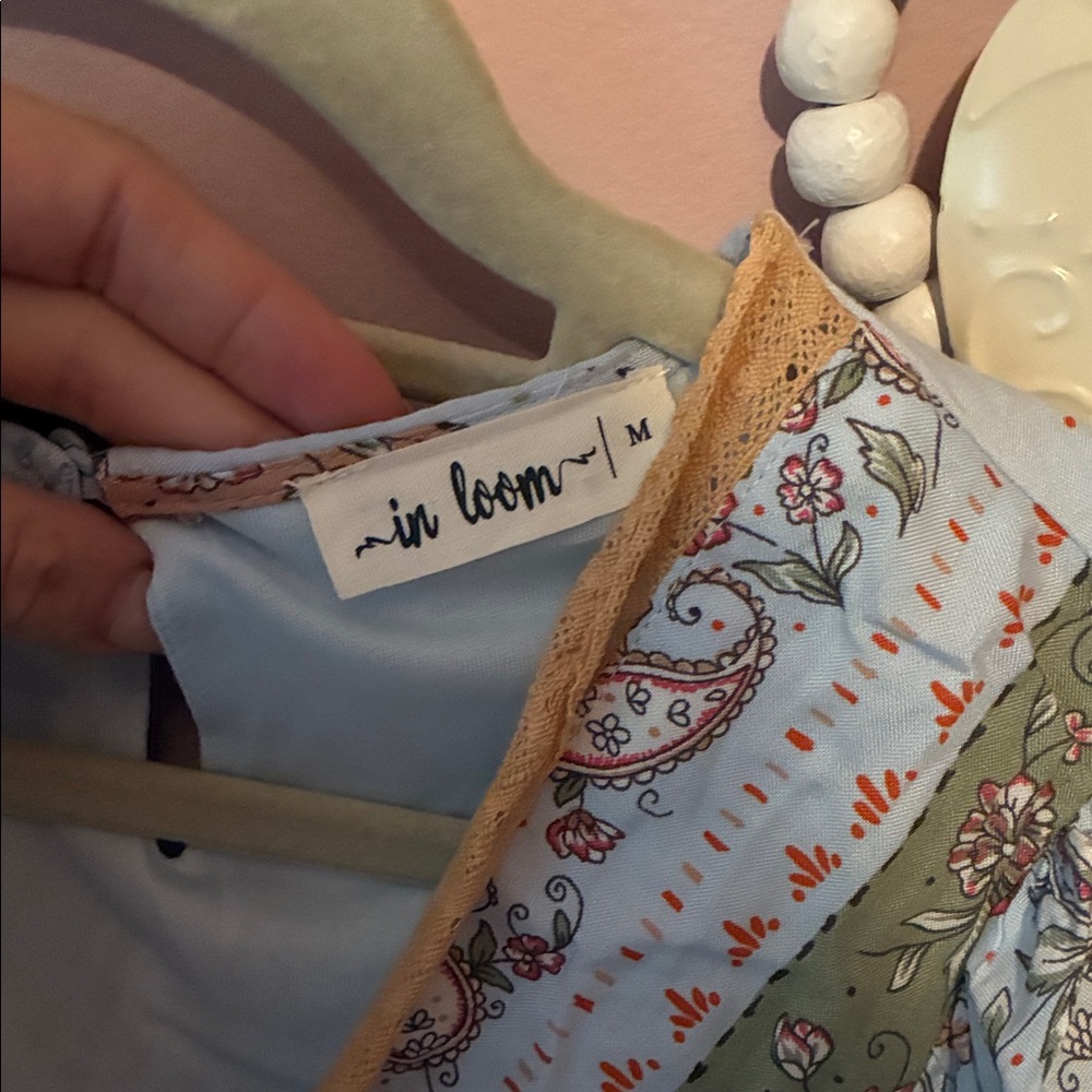 In Bloom Boho Multicolor Patchwork V-Neck Blouse - image 2